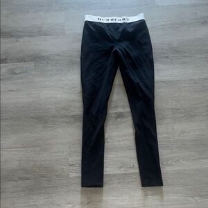 Burberry Black Leggings with White Branded Waistband